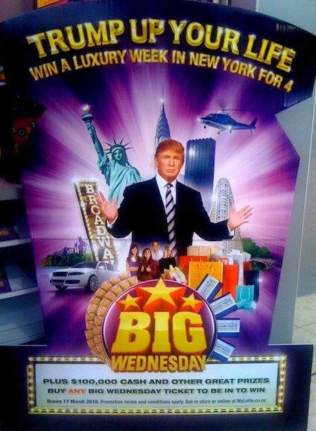 Donald Trump sells his name and face to sell lottery tickets - photo by Peter Aranyi