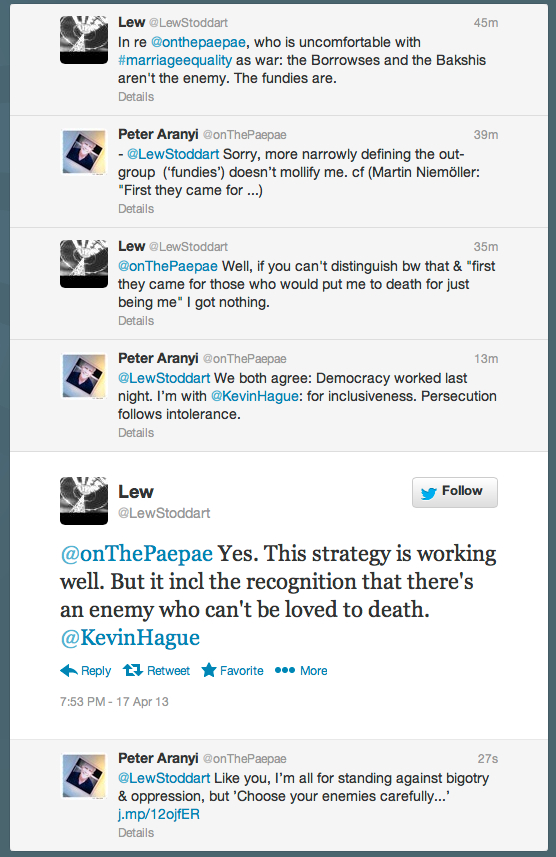 Twitter conversation with Lew