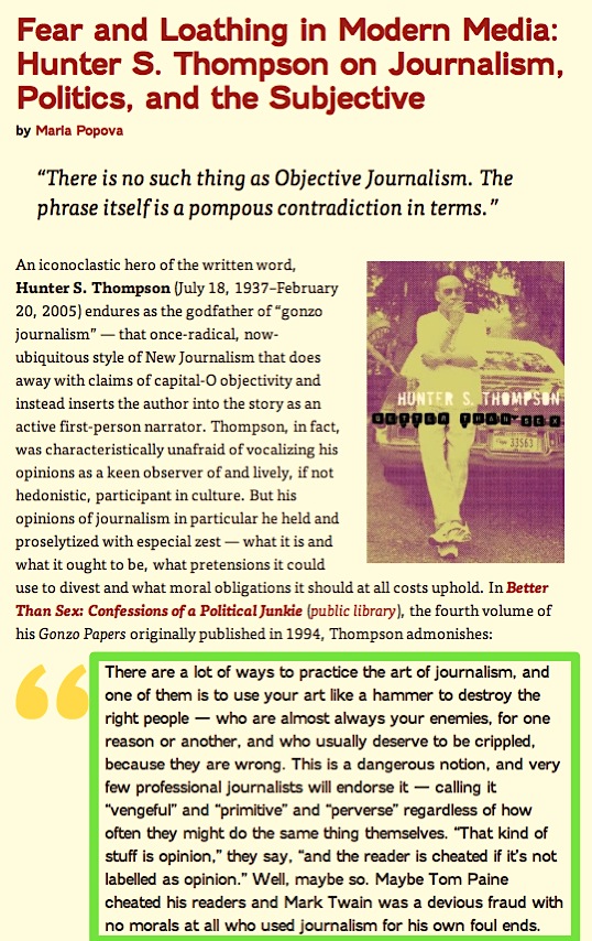 Fear and Loathing in Modern Media_ Hunter S. Thompson on Journalism, Politics, and the Subjective