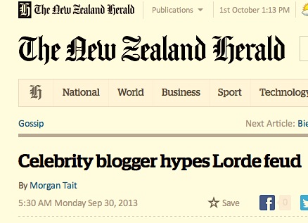 The NZ Herald 'Gossip' column reports celebrity gossip blogger Perez Hilton 'hyping' a 'feud'. Jeez, Morgan. Really? 