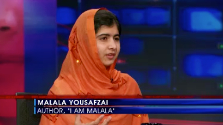 "Then I said, 'If he comes, what would do, Malala?' "click to watch this interview at The Daily Show