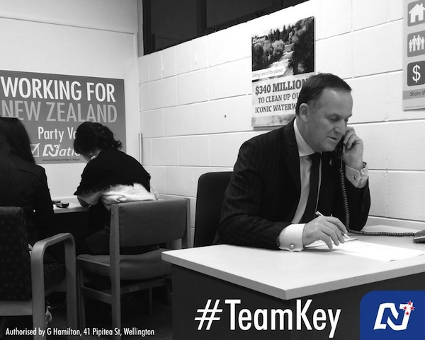 John Key on phone National ad-600w