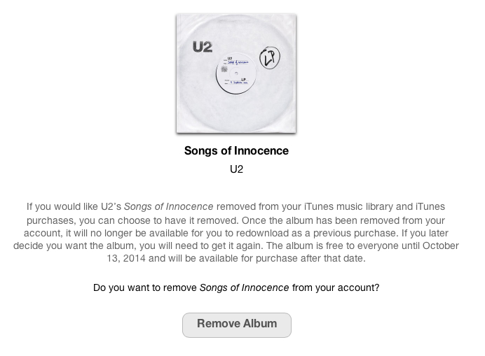 U2 album removal tool