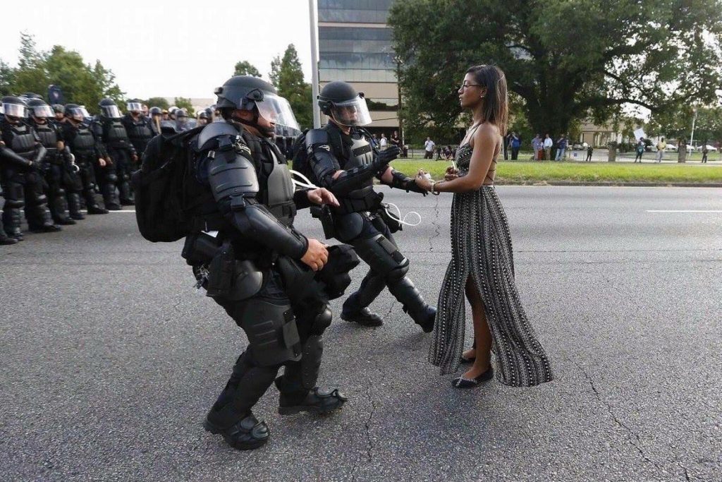 Leshia Evans being arrested at Baton Rouge. Pic by Jonathan Bachman/Reuters. Please click to enlarge.